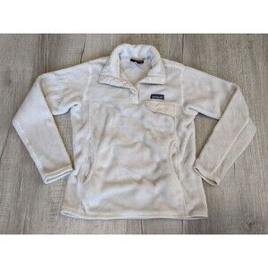 Patagonia Women's Re-Tool Snap T Pullover White Polartec Fleece Sweater Sz S
